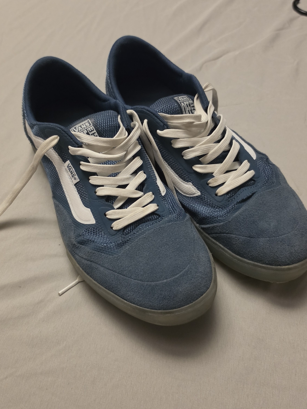 Vans Men's Ave Blue Suede & Mesh Low-Top Sneakers with White Stripe